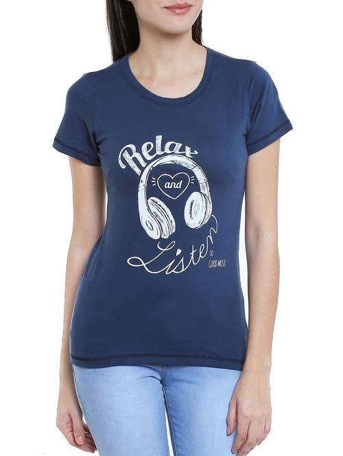 blue printed cotton regular tee - 12987605 - Very Small Image - 1