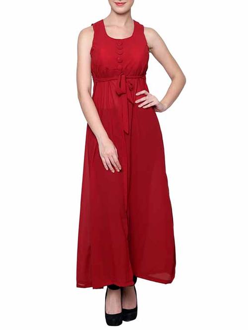 solid red georgette tunic - 12988898 - Very Small Image - 1