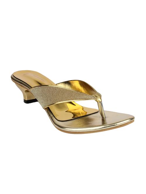gold leatherette toe separator sandals - 12989813 - Very Small Image - 1