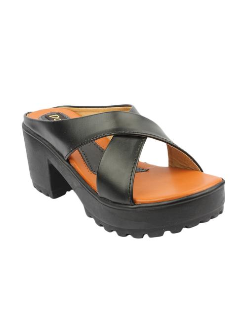 black leatherette platforms sandals - 12989817 - Very Small Image - 1