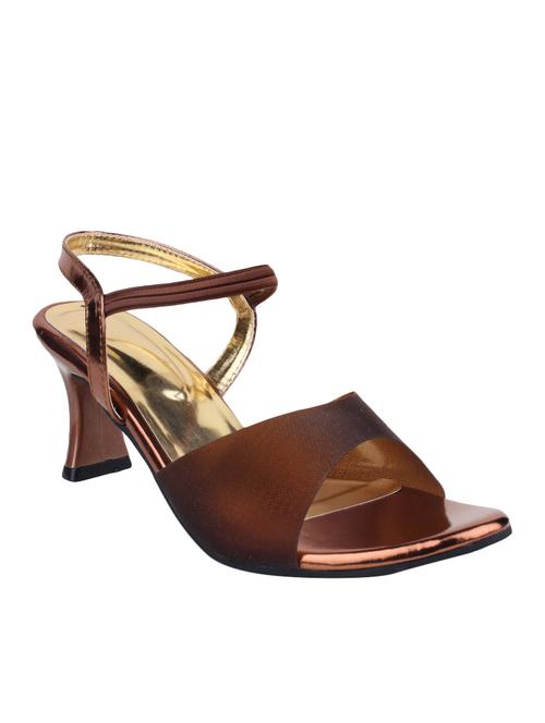 copper leatherette back strap sandals - 12989850 - Very Small Image - 1