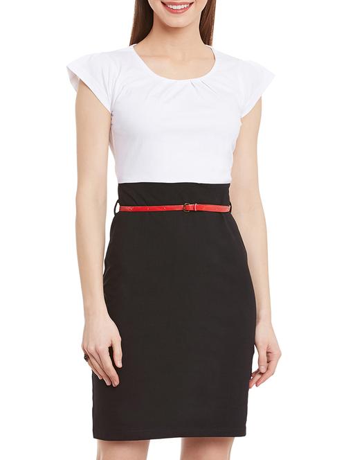 color block belted sheath dress - 12993226 - Very Small Image - 1