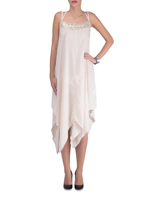 White Polyester Solids Dress - 1299361 - Very Small Image - 1