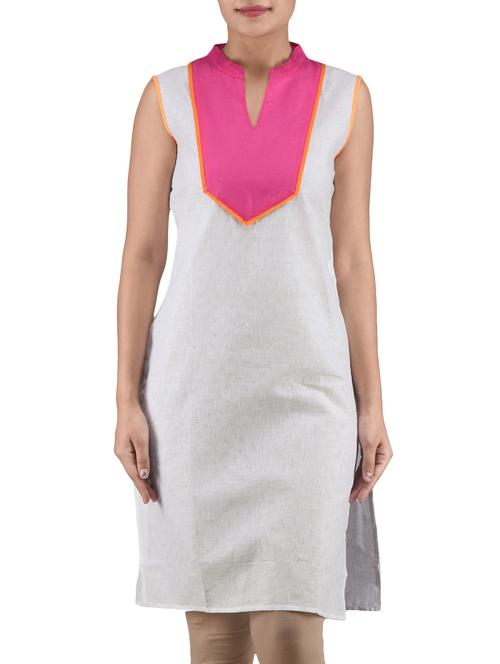 white silk straight kurta - 1299394 - Very Small Image - 1