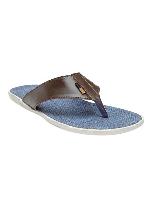 brown leatherette toe seperator slipper - 12996903 - Very Small Image - 1