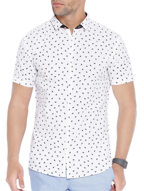 white cotton printed casual shirt - 12998987 - Very Small Image - 1