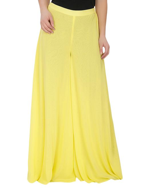 yellow georgette palazzos - 12999569 - Very Small Image - 1