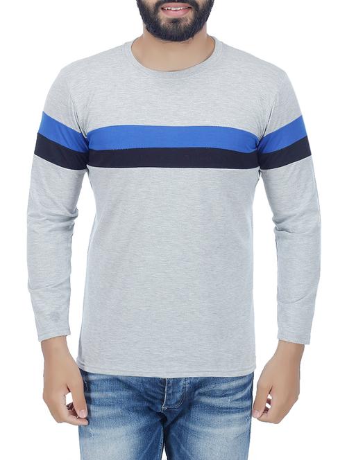 grey cotton striped t-shirt - 13000239 - Very Small Image - 1