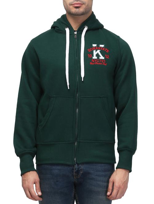 solid dark green cotton sweatshirt - 13001655 - Very Small Image - 1