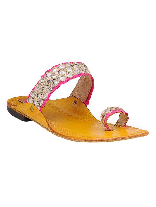 pink one toe kolhapuri - 13001870 - Very Small Image - 1