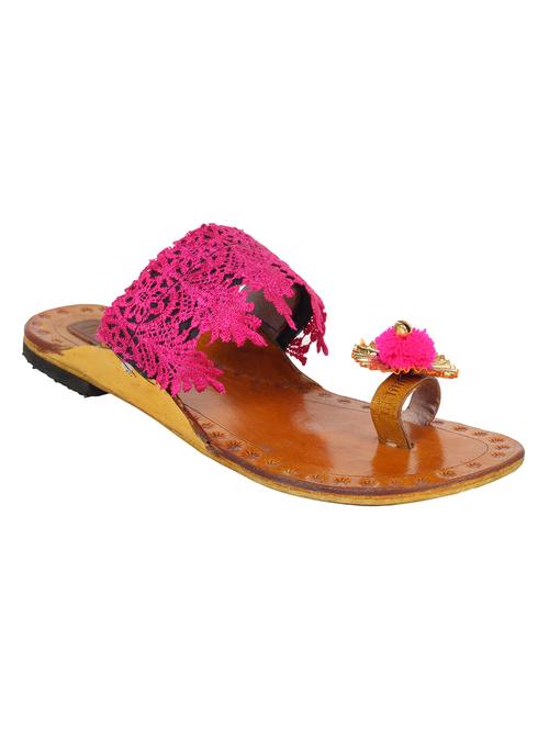 pink one toe kolhapuri - 13001881 - Very Small Image - 1