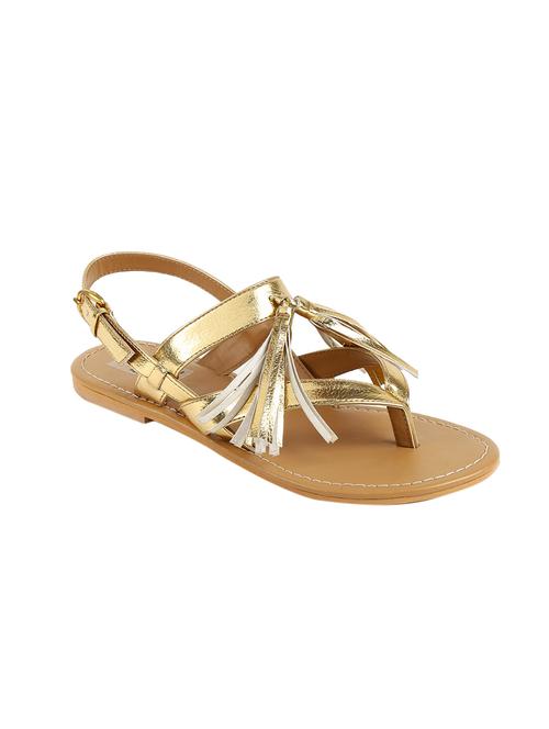 gold leatherette back strap sandals - 13005922 - Very Small Image - 1