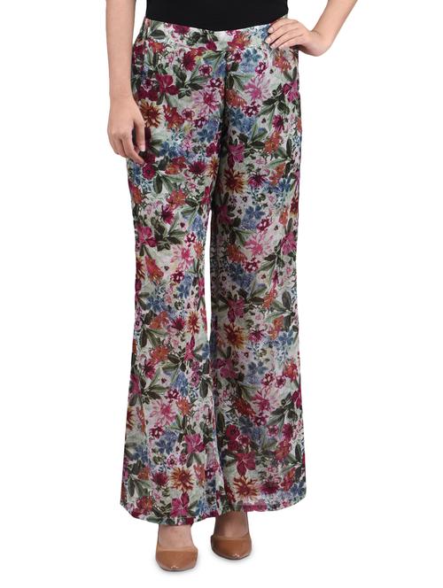 multicolored polyester floral print palazzo - 1300728 - Very Small Image - 1