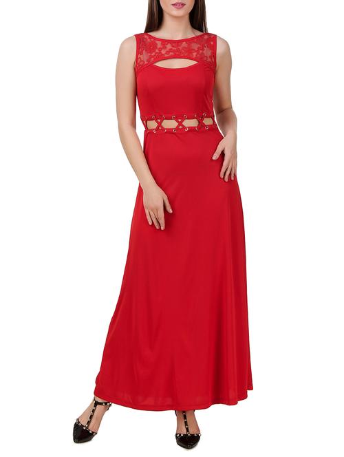 red jersey maxi dress - 13008937 - Very Small Image - 1