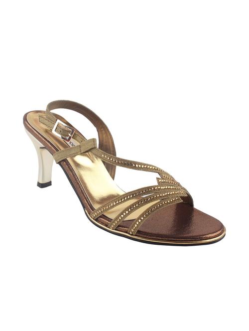 gold leatherette back strap sandals - 13009428 - Very Small Image - 1