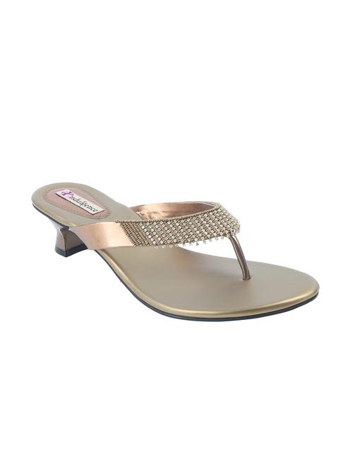gold leatherette toe separator sandals - 13009643 - Very Small Image - 1