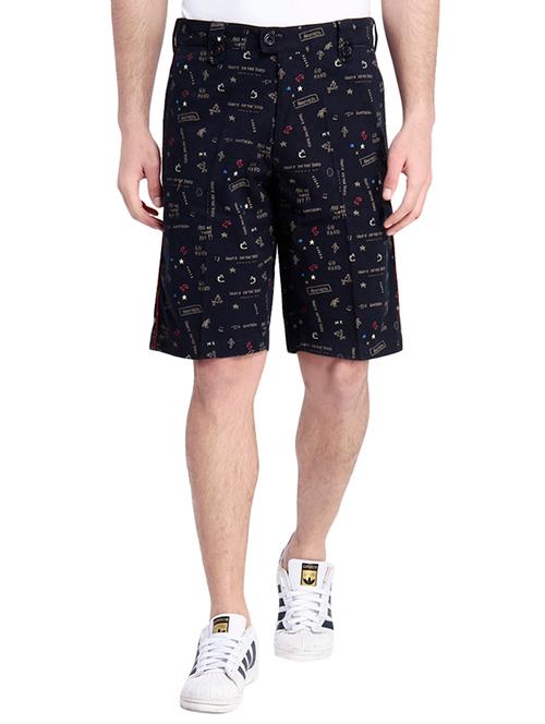 navy blue printed cotton short - 13011046 - Very Small Image - 1