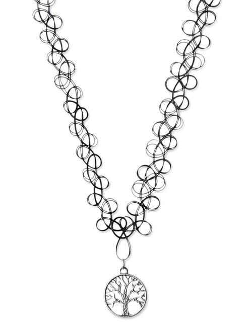 black and silver tree shaped pendant with chain - 1301158 - Very Small Image - 1