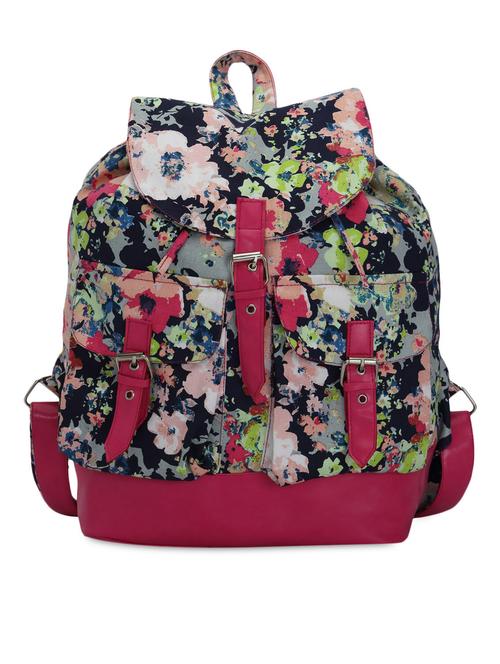 multi colored floral printed canvas backpack - 1301719 - Very Small Image - 1