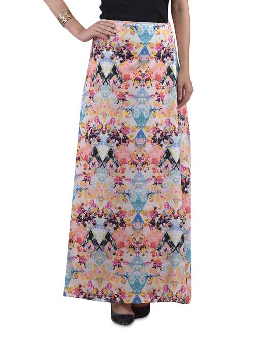multi poly crepe printed maxi skirt - 1302756 - Very Small Image - 1