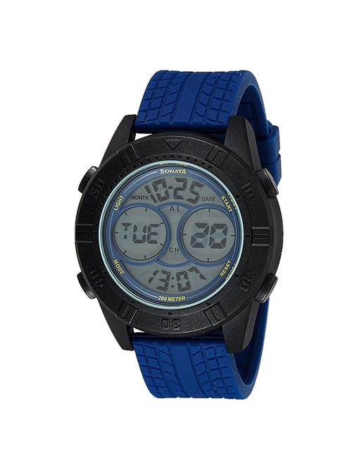 sonata ocean stormer blue digital watch for men-77038pp01 - 13029600 - Very Small Image - 1