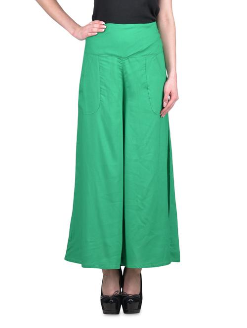 solid green viscose palazzo - 1302989 - Very Small Image - 1