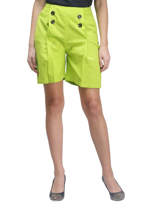 green cotton regular shorts - 13029951 - Very Small Image - 1