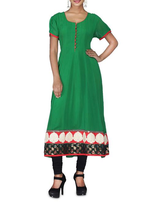green viscose patchwork kurta - 1303329 - Very Small Image - 1