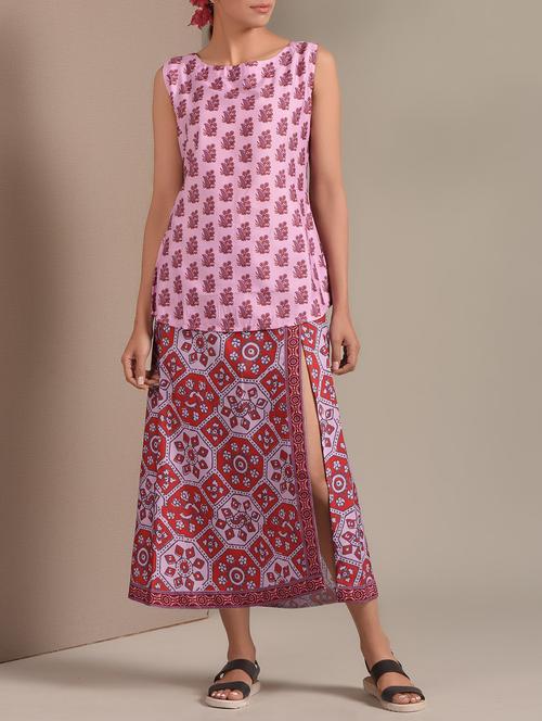pink crepe top & skirt set - 13033679 - Very Small Image - 1