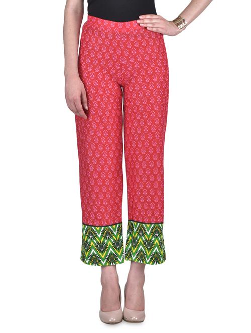 red cotton printed palazzo - 1303974 - Very Small Image - 1