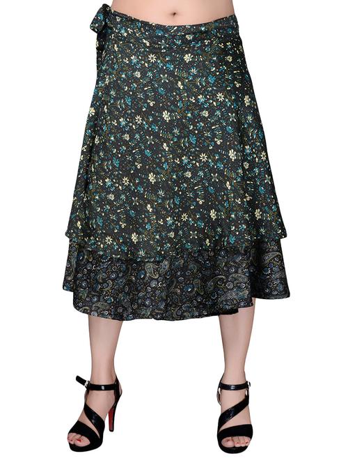 black crepe wrap skirts - 13040421 - Very Small Image - 1