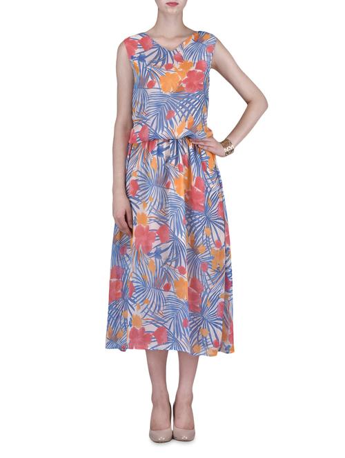 multicoloured georgette printed maxi dress - 1304726 - Very Small Image - 1
