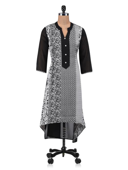 black printed kurta - 1305008 - Very Small Image - 1
