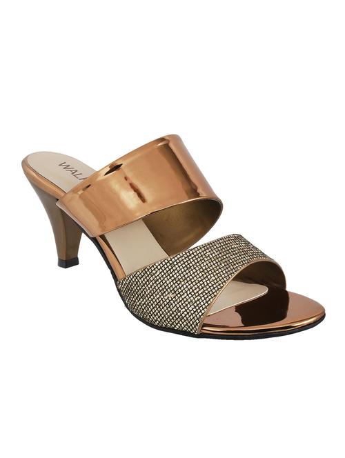 bronze leatherette slip on sandals - 13050951 - Very Small Image - 1
