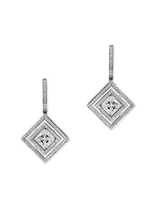 white silver drop earrings - 13051505 - Very Small Image - 1