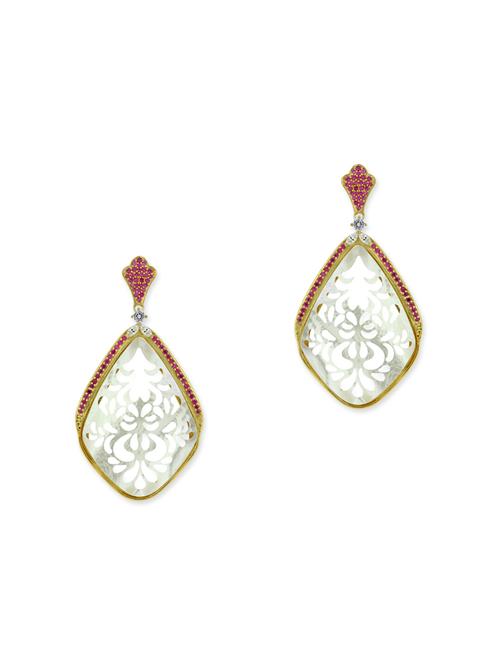 red silver drop earrings - 13051511 - Very Small Image - 1