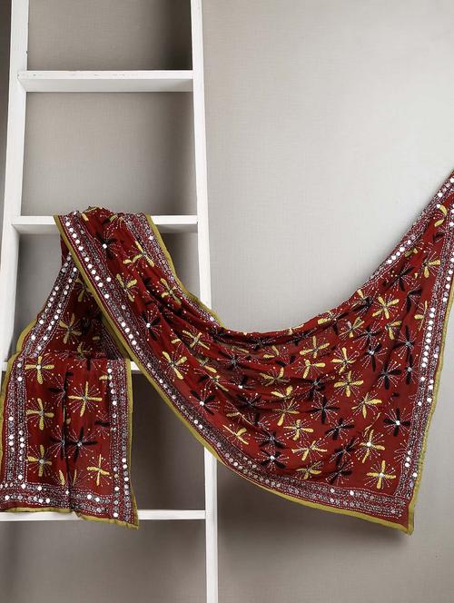 maroon georgette dupatta - 13052078 - Very Small Image - 1