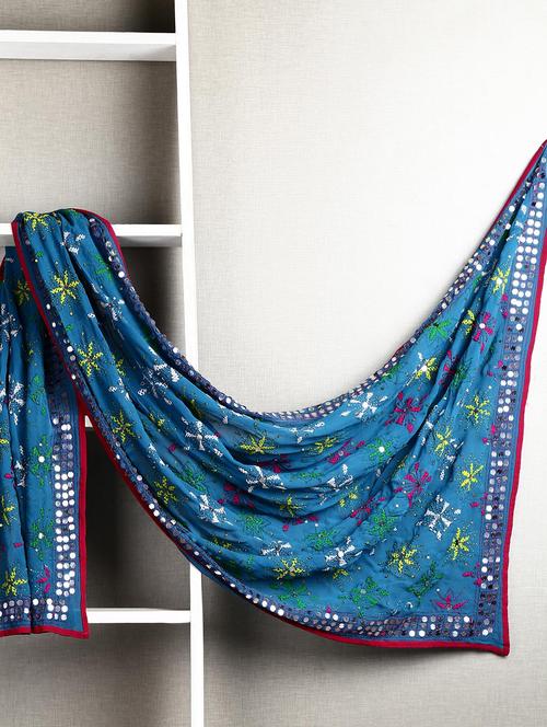 blue georgette dupatta - 13052110 - Very Small Image - 1