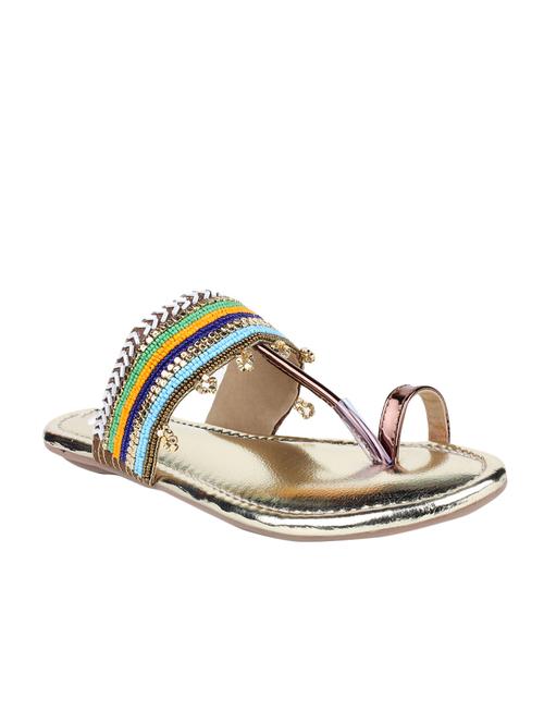 copper fabric one toe kolhapuris - 13057148 - Very Small Image - 1
