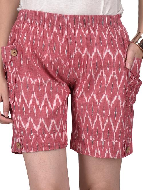 brick red printed cotton shorts - 1305974 - Very Small Image - 1