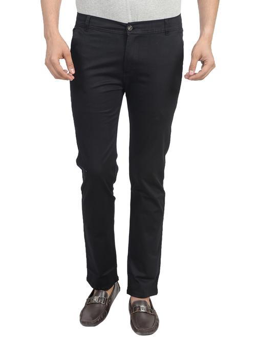 black cotton chinos casual trousers - 13063153 - Very Small Image - 1