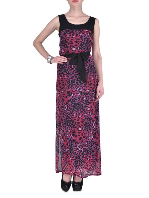 multicolored georgette printed maxi dress - 1306513 - Very Small Image - 1