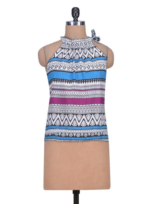 blue rayon printed top - 1306531 - Very Small Image - 1