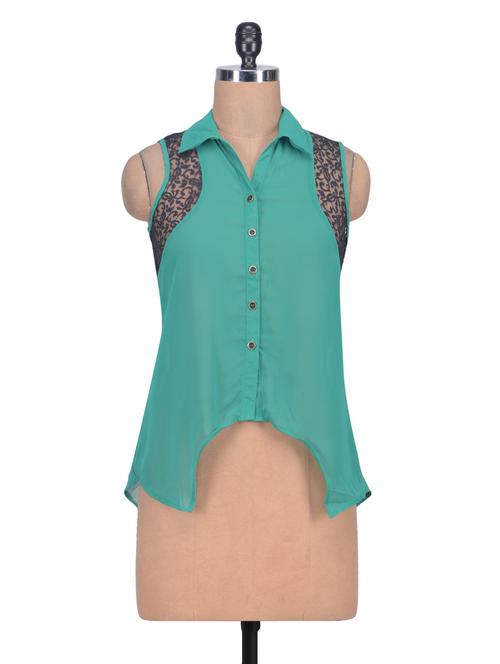 green net and polyester plain shirt - 1306554 - Very Small Image - 1