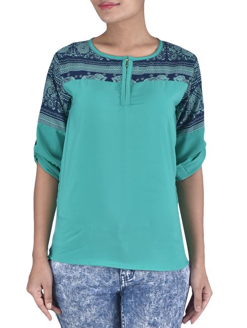 green and blue printed top - 1306610 - Very Small Image - 1