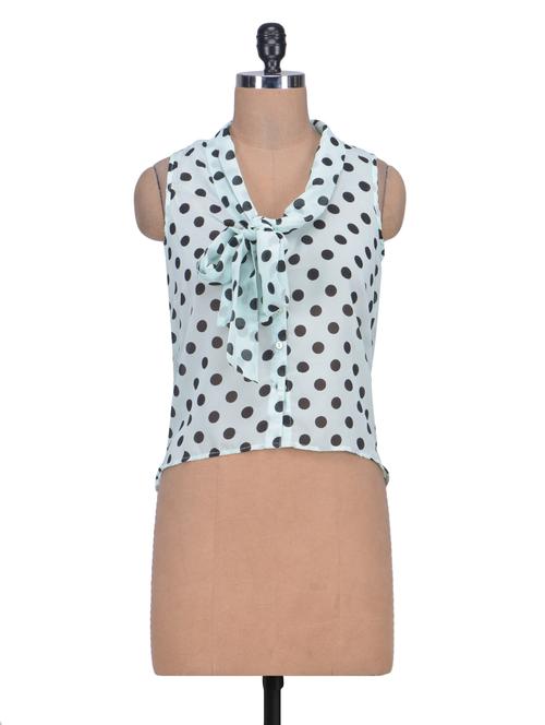 white polka dot tie up shirt - 1306623 - Very Small Image - 1