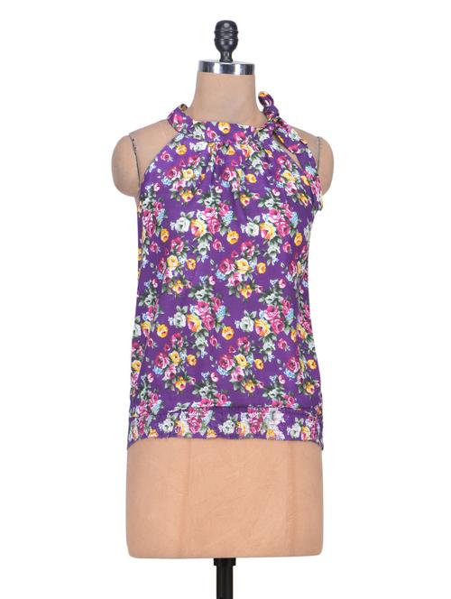 purple rayon printed top - 1306637 - Very Small Image - 1