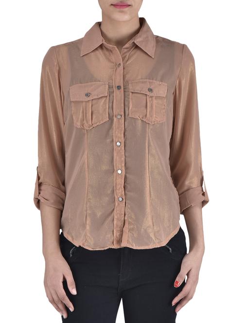 solid brown casual shirt - 1306640 - Very Small Image - 1