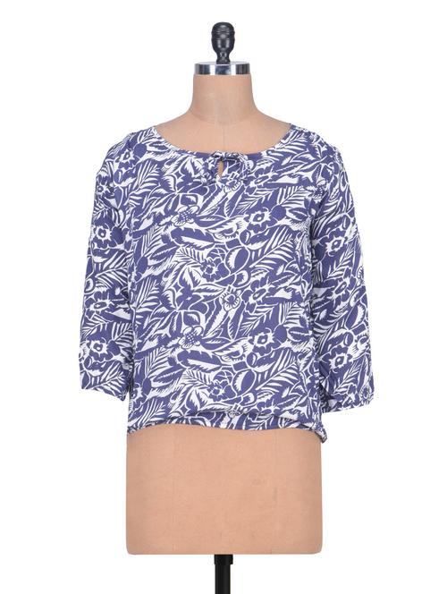 blue rayon printed top - 1306748 - Very Small Image - 1