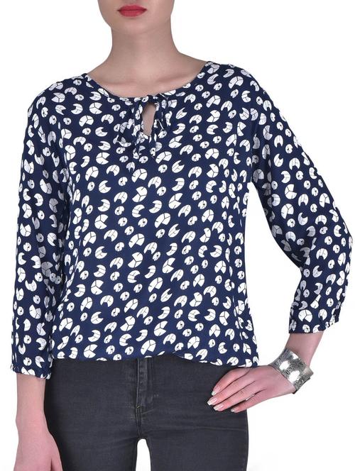 blue rayon printed top - 1306792 - Very Small Image - 1
